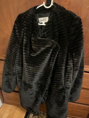 BB Dakota Black Ribbed Faux Fur Teddy Jacket